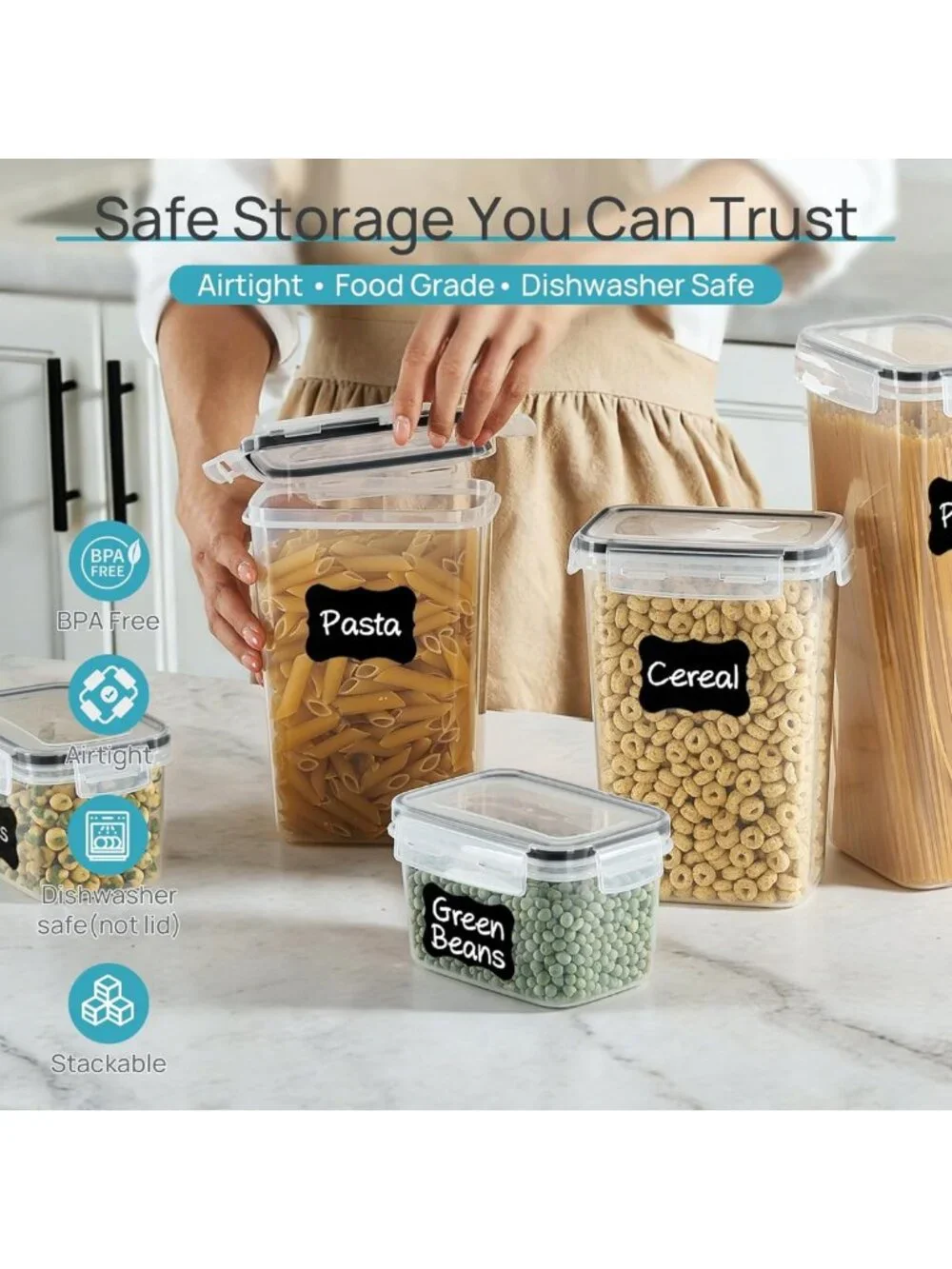Airtight Plastic Food Storage Containers Set - 24 Pcs Canisters for Kitchen